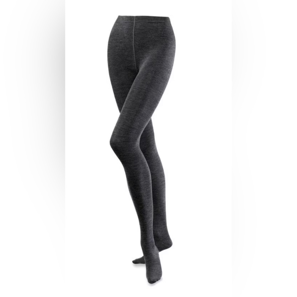SMARTWOOL footed wool blend full length tights black and gray striped M